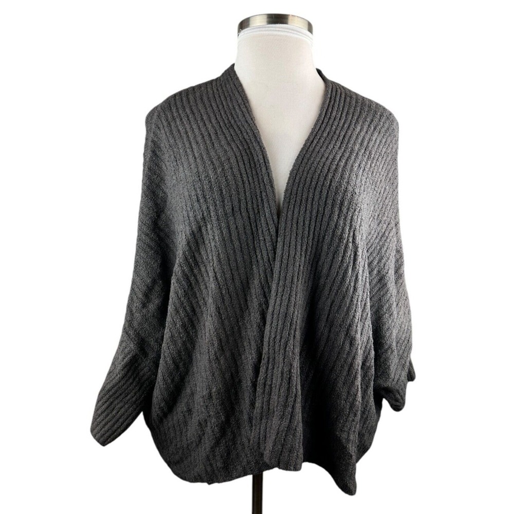 Barefoot Dreams Cozy Chic Lite Ribbed Shrug Cardigan Carbon Gray Plus Size 3X - Picture 12 of 12